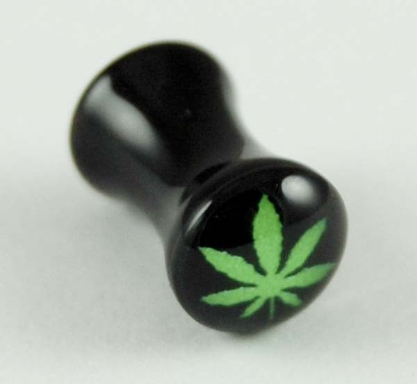 Body Piercing Plug 5mm Cannabis Leaf