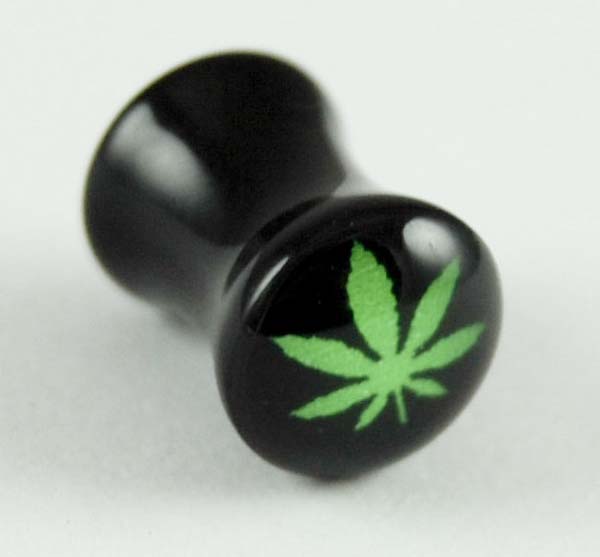Body Piercing Plug 6mm Cannabis Leaf
