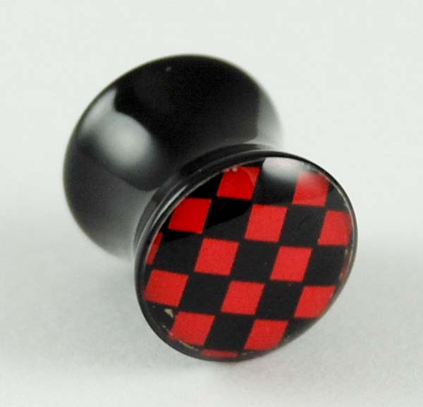 Body Piercing Plug 8mm Red Check