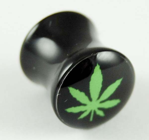 Body Piercing Plug 8mm Cannabis Leaf