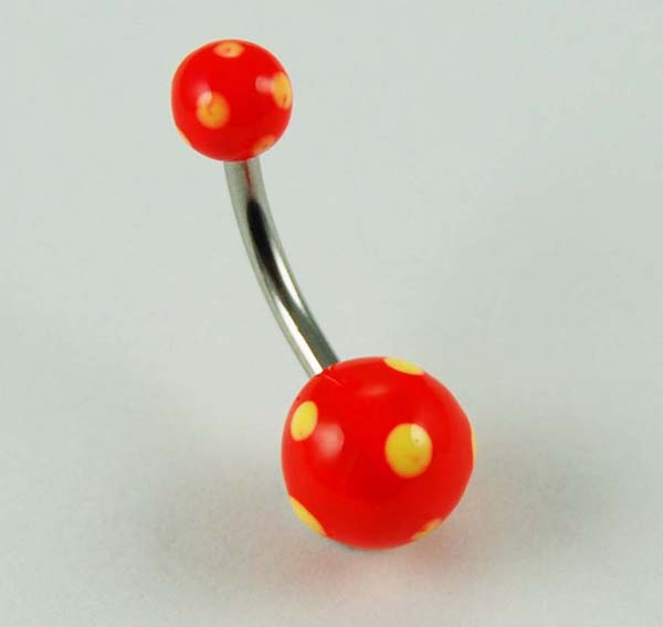 Body Piercing Banana Bar Orange And Yellow Hand Painted 2pcs In