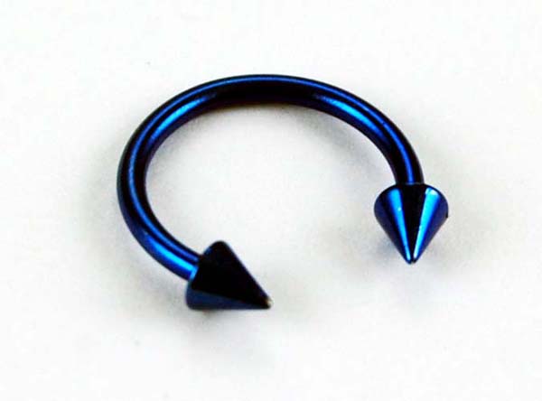Body Piercing Eye Brow Ring 10mm Blue With Spike 4 Pcs 3x10x1.2