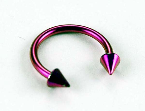 Body Piercing Eye Brow Ring 10mm Purple With Spike 3x10x1mm 4pcs