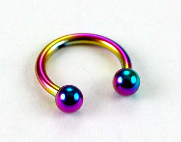 Body Piercing Eye Brow Ring With Ball 8mm Rainbow 2 Pcs