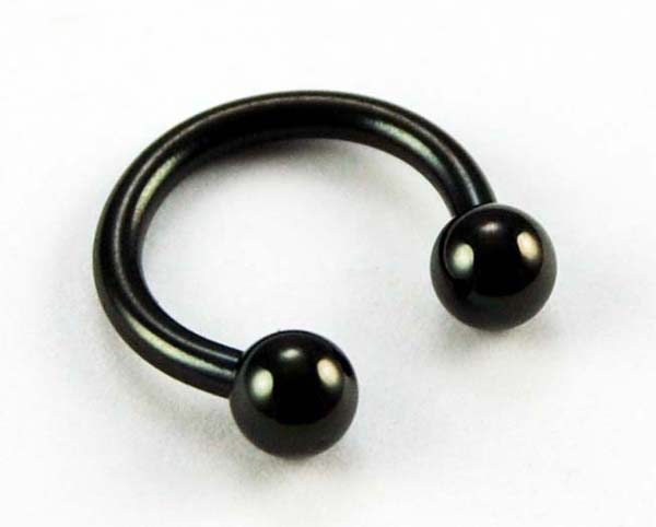Body Piercing Eye Brow Rings With Ball Black 2 Pcs 4x10x1.6