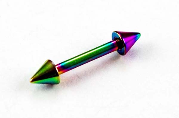 Body Piercing Eye Brow Bar Spike Ends Multi 3x8x1.2 2pcs