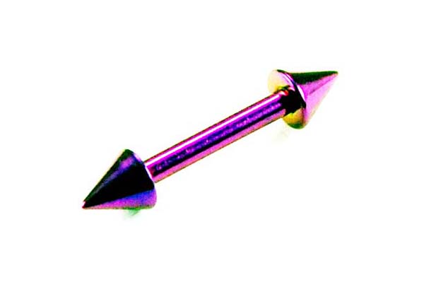 Body Piercing Eye Brow Bar Spike Ends Purple 3x8x1.2 2pcs