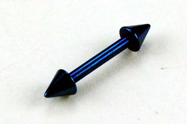 Body Piercing Eye Brow Bar Spike Ends Blue 3x8x1.2 2pcs