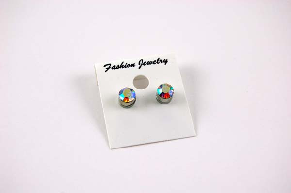 Earring Fashion Stud Magnetic Medium Rainbow Clear Nickel Free