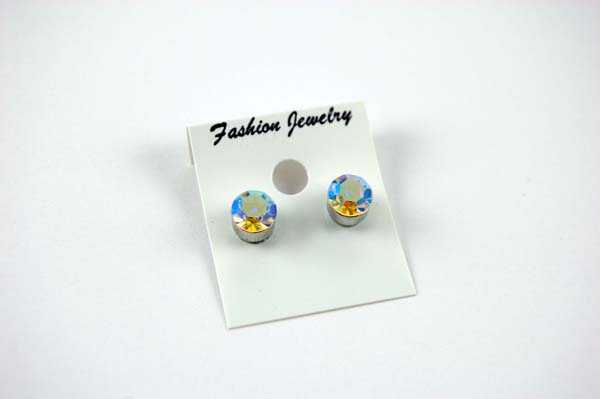 Earring Fashion Stud Magnetic Large Rainbow Clear Nickel Free