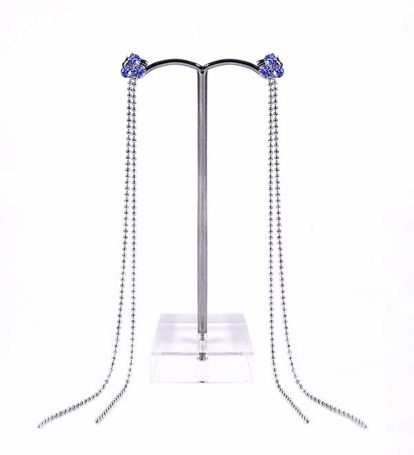 Earring Silver Triple Cup Clear Stone