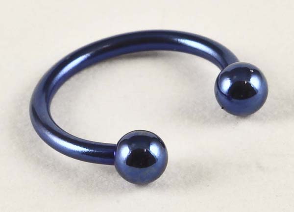 Body Piercing Eye Brow Ring With Ball 10mm Blue 4pcs