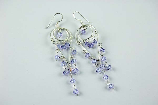 Earring Silver Double Circle Lilac
