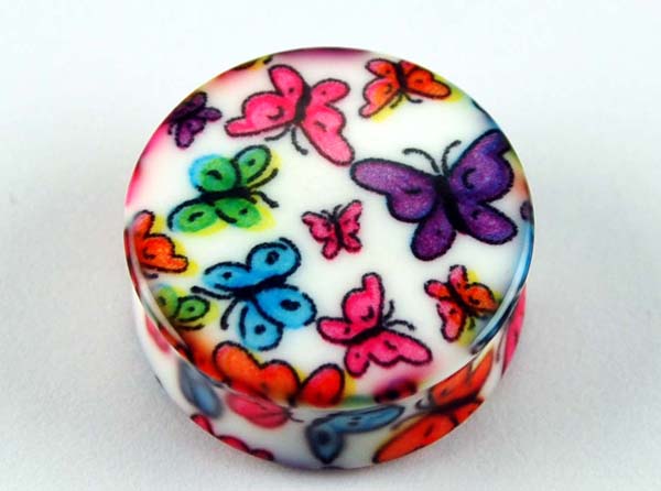 Body Piercing Plug Acrylic Butterfly 22mm