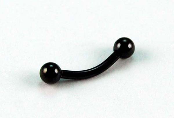 Body Piercing Eye Brow Bar With Ball Curved Black 3x8x1.2mm 2pcs