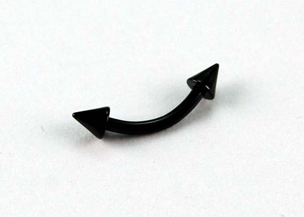 Body Piercing Eye Brow Bar Curved With Spikes Black 2pcs