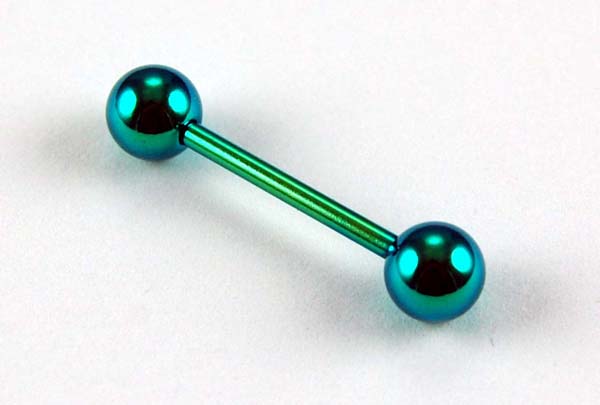 Body Piercing Tongue Bar Green 1.6x16mm