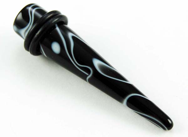Body Piercing Stretcher Straight Black Marble 10mm
