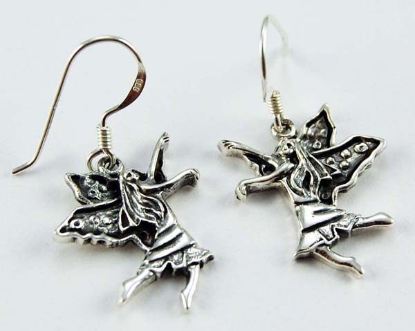 Earring Silver Fairy Flying In Air