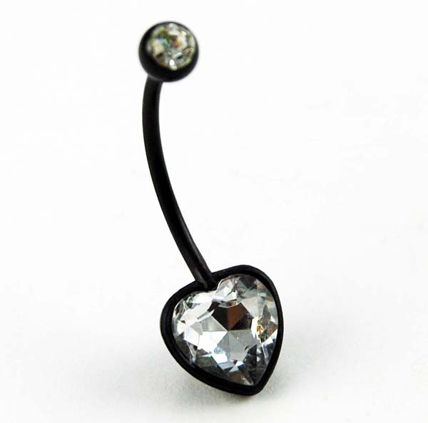 Body Piercing Banana Bar Maternity Black Acrylic With Heart Clea