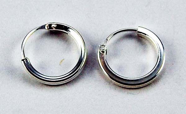 Earring Silver Hoop Flat 1.2x10mm       5Pairs