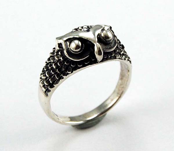 RING SILVER OWL HEAD