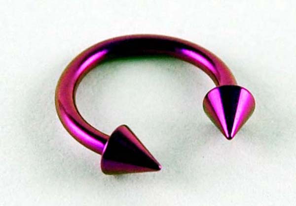 Body Piercing Eye Brow Ring 8mm Purple With Spike 3x8x1.2mm 2pcs