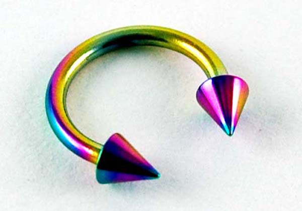 Body Piercing Eye Brow Ring 8mm Rainbow With Spike 3x8x1.2 4Pcs