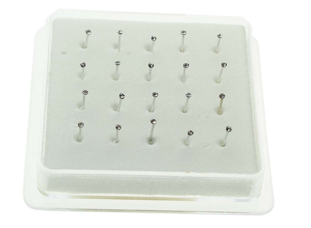 Nose Stud Silver Clear Stone Cupset 20 Studs Per Box 1.5mm