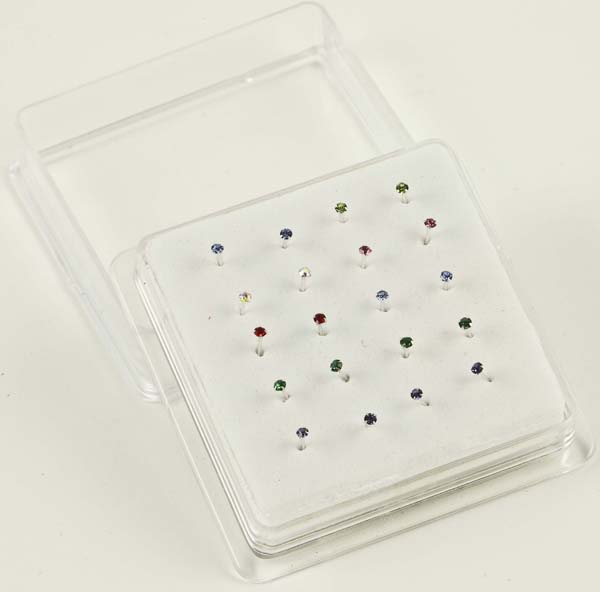 Nose Stud Silver Colour Claw Set 20 Studs Per Box 1.8mm