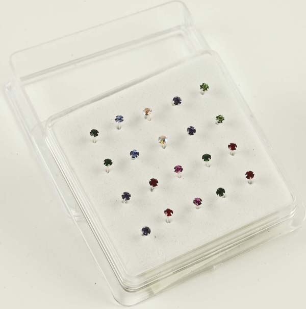 Nose Stud Silver Colour Claw Set 20 Studs Per Box 2.5mm