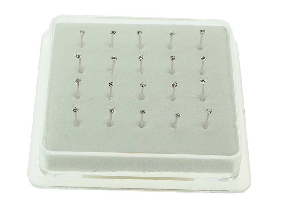 Nose Stud Silver Clear Claw Set 20 Studs Per Box 1.5mm