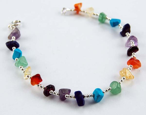 Bracelet Silver With Multi Colour Stone Chips