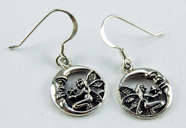 Earring Silver Fairy And Moon