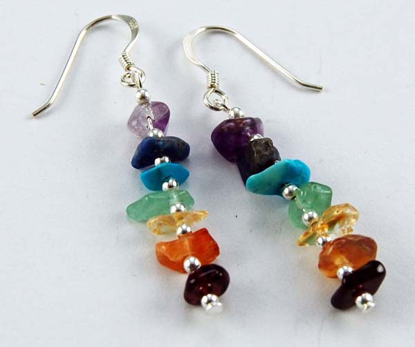 Earring Silver Chakra Stones