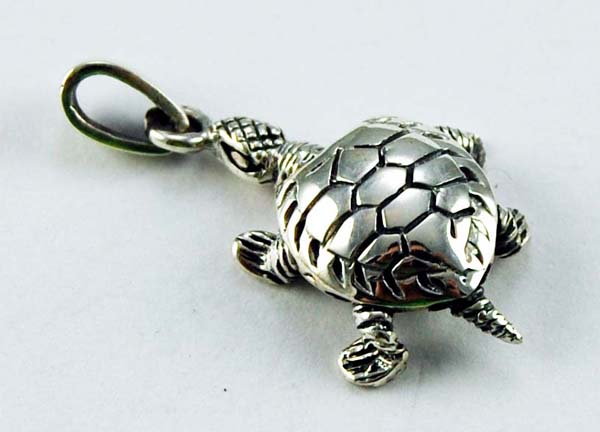 Pendant Silver Moveable Turtle