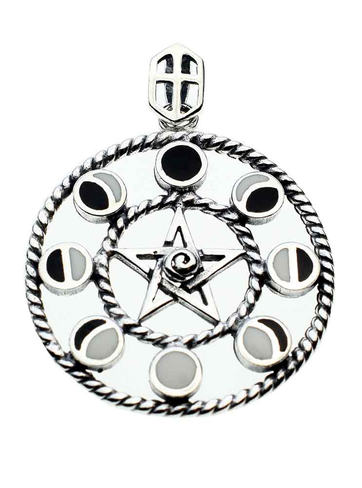 Pendant Silver Enamel Moon And Star