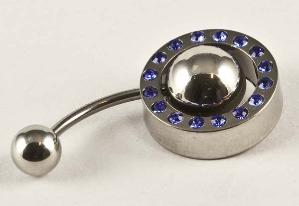 Body Piercing Banana Bar Circle With Blue Stones