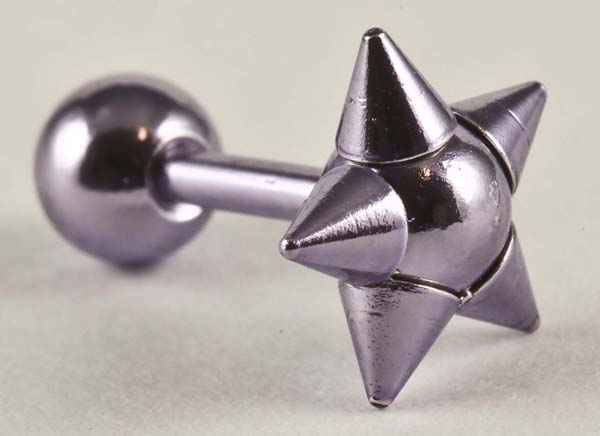 Body Piercing Eyebrow Bar Purple With Star