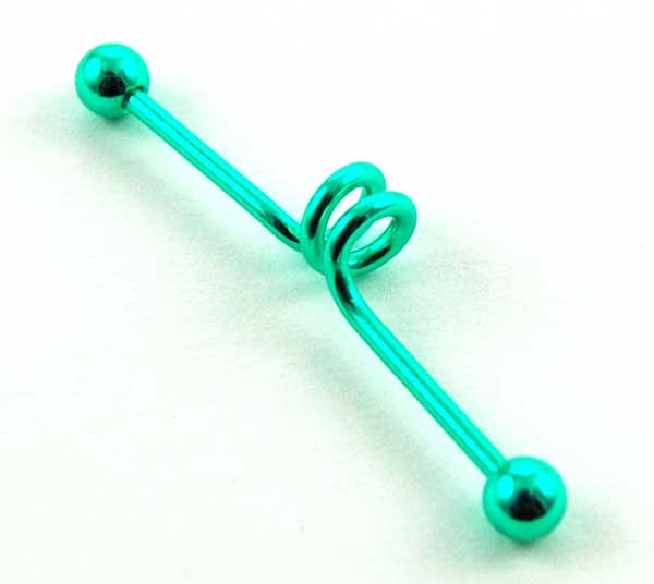 Body Piercing Scaffold Twisted Light Green With Ball Ends