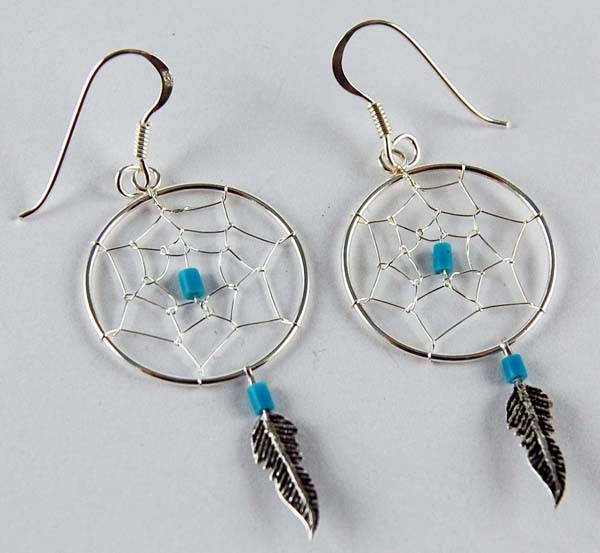 Earring Silver Dc Turq 20mm
