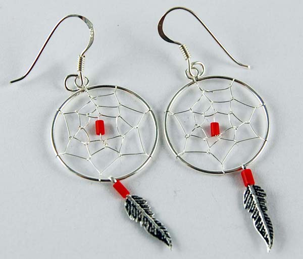 Earring Silver Dc Red 20mm