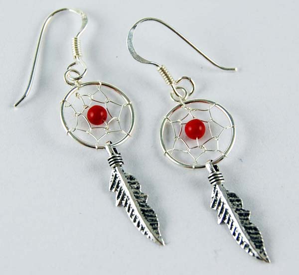 Earring Silver Dc Red 12mm