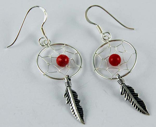 Earring Silver Dc Red 16mm