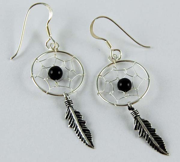Earring Silver Dc Black 16mm