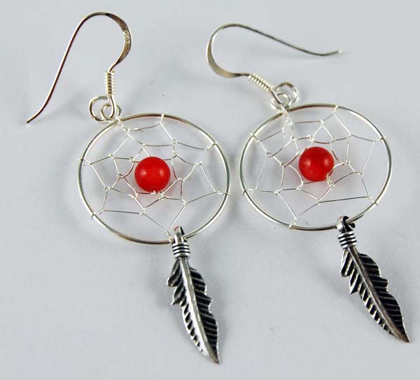 Earring Silver Dc Red 20mm