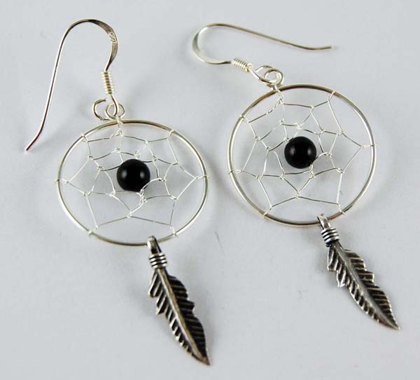 Earring Silver Dc Black 20mm