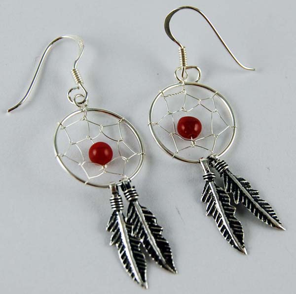 Earring Silver Dc Red 16mm
