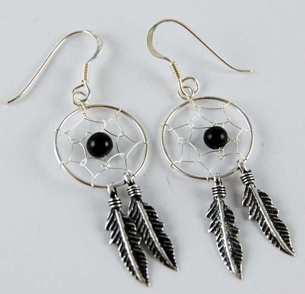 Earring Silver Dc Black 16mm