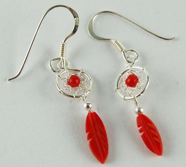Earring Silver Dc Red 8mm